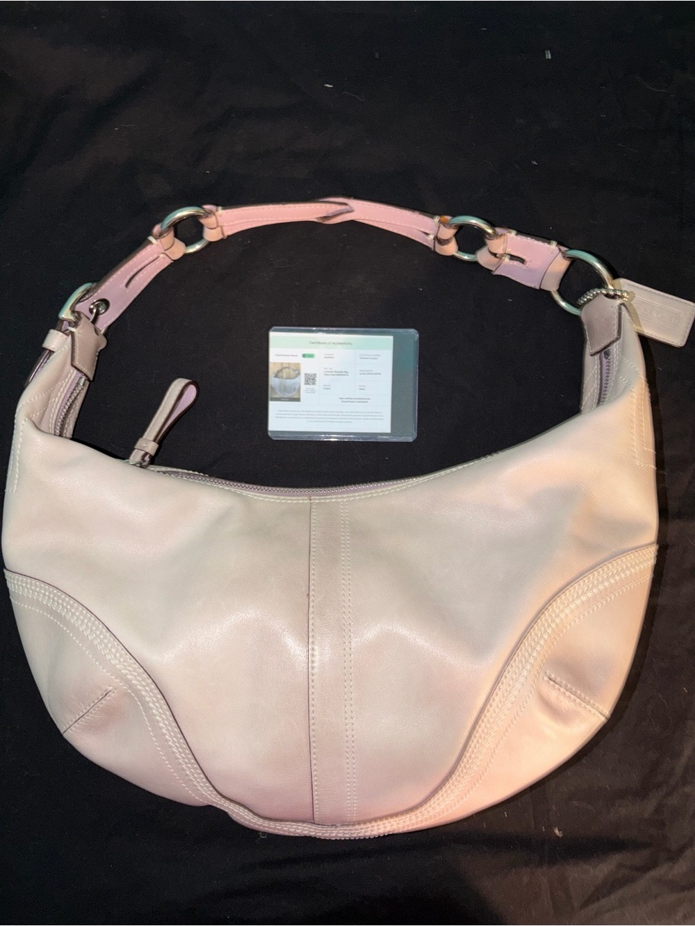 Coach Vintage Soho Pale Pink Leather Lavender Interior Shoulder Bag with COA